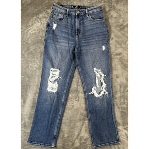Hollister jean ultra high rise stacked vintage straight 29x29 Distressed Stretch